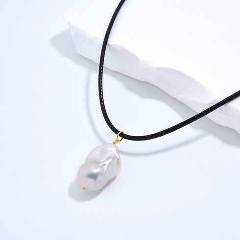 Baroque Pearl Leather Cord Necklace - House Of Pearls